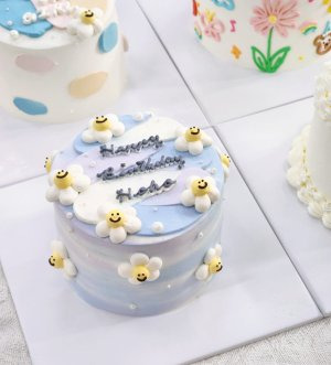 white blue smily face